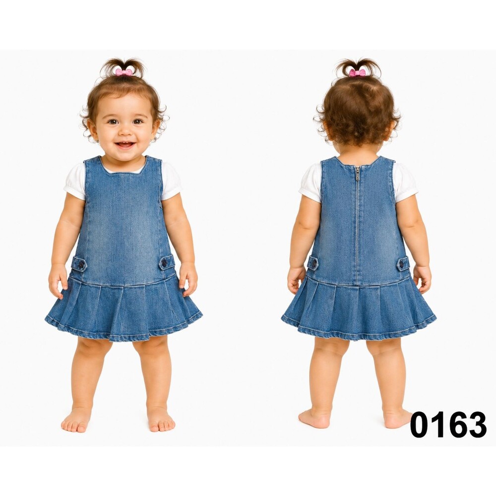 N'Kids Baby Girl Denim Pleated Jumper Dress - 18M - 0163